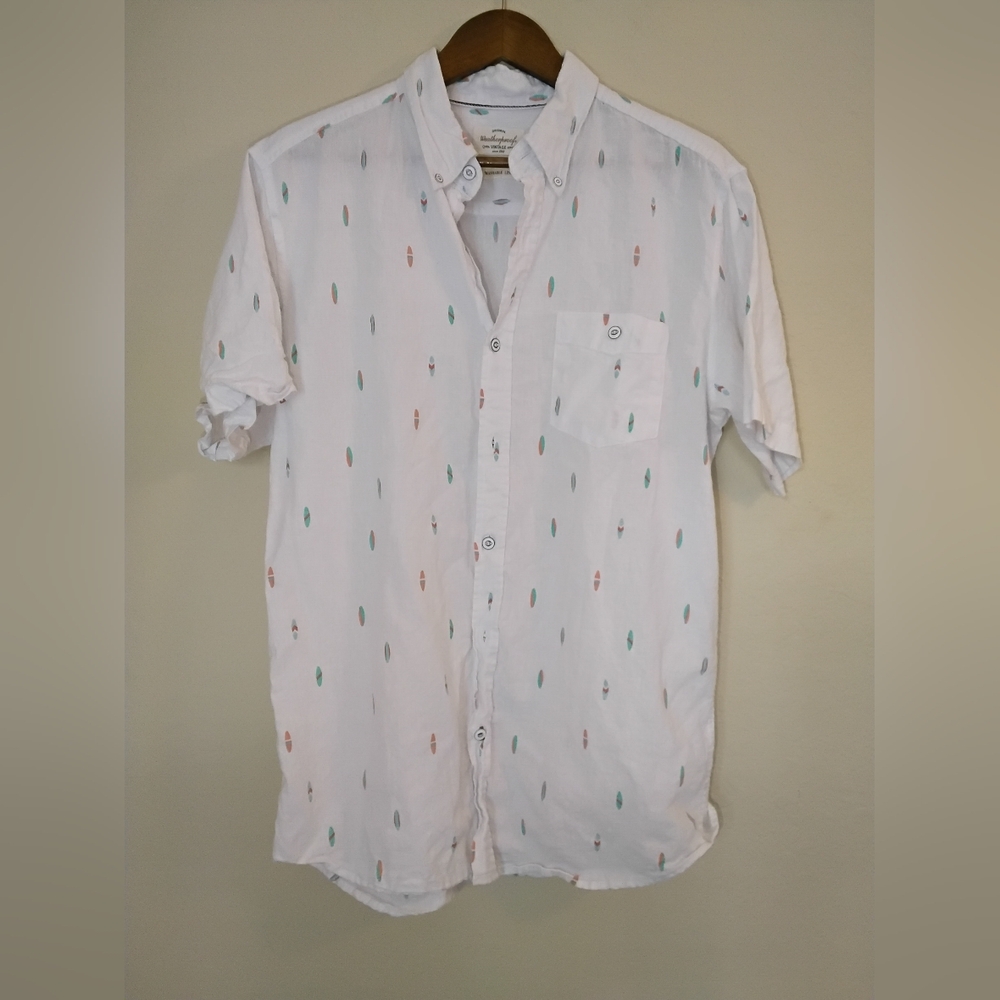 Weatherproof Vintage Original Linen Button Down Shirt Mens‎ Medium Surfboards